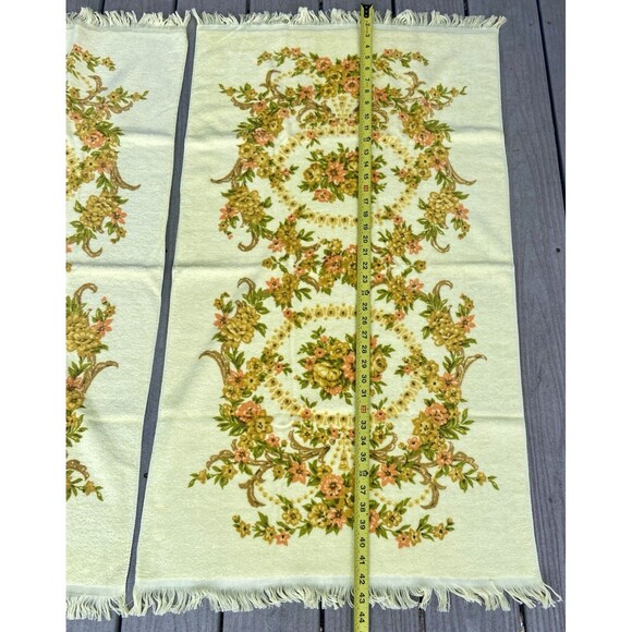 Vintage Tastemaker 100% Cotton Floral Fringe Bath Towels Set Yellow (2) Cottage - Picture 12 of 16